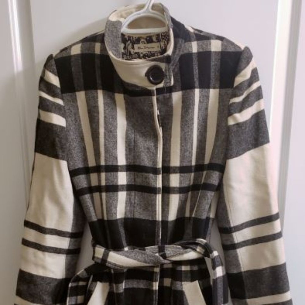 Ben Sherman Plaid Wool Coat Sz S